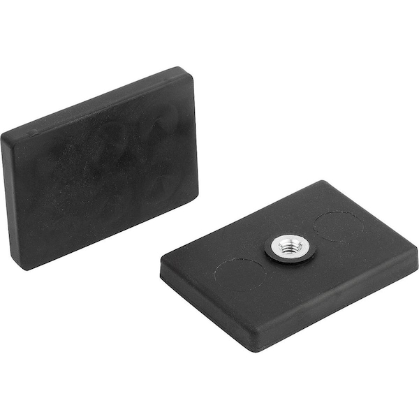 Magnet Shallow Pot Magnet 43X31X6, 9, Form:A Ndfeb, Rectangular, Comp:Rubber, Comp:Black